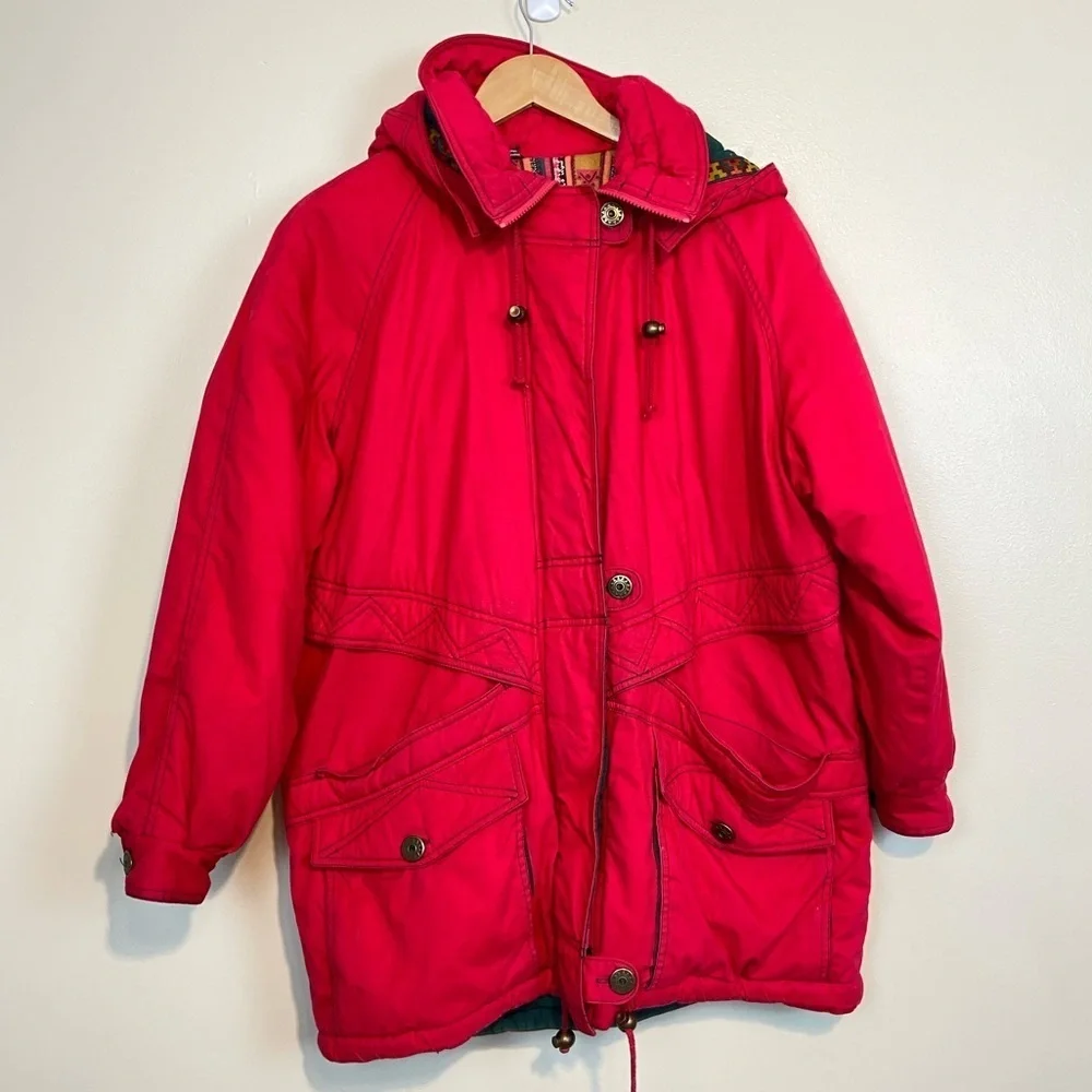 Vintage Boho Dash Pink Quilted Parka Jacket